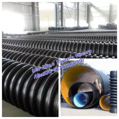 HDPE δομικών τοίχων σπειροειδής άνεμος ζαρωμένη γραμμή παραγωγής εξώθησης σωλήνων